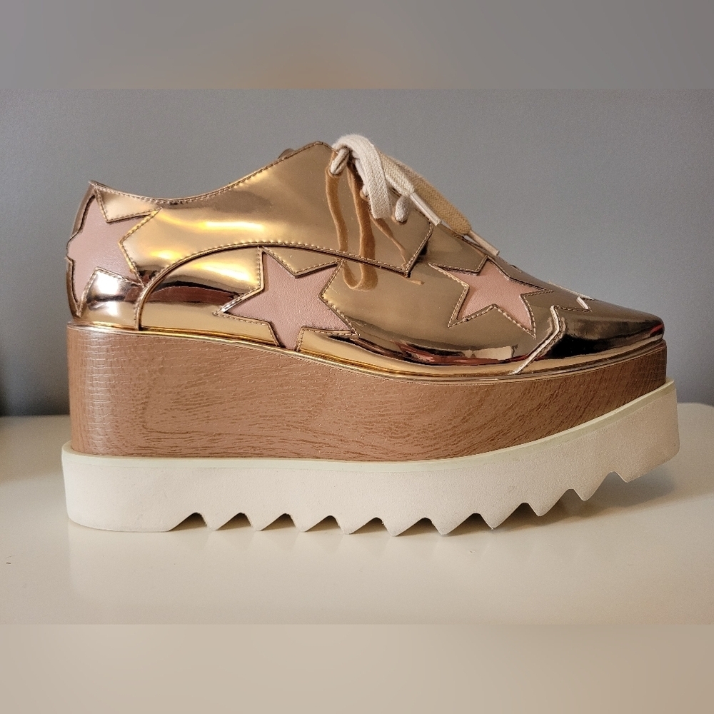 Stella McCartney Elyse Rose Gold Platform Trainers, VGUC, Size 36 - Picture 10 of 14